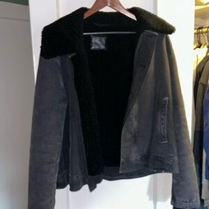 All saints black sheepskin jacket